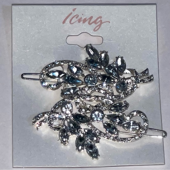 Claire's Accessories - Claire’s Set of 2 Rhinestone Rhinestone Hair Clips, Size 2” x 1.25”